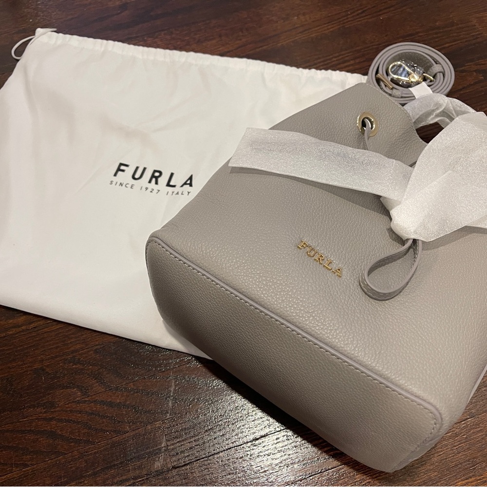 Furla Taupe Leather Shoulder Bag